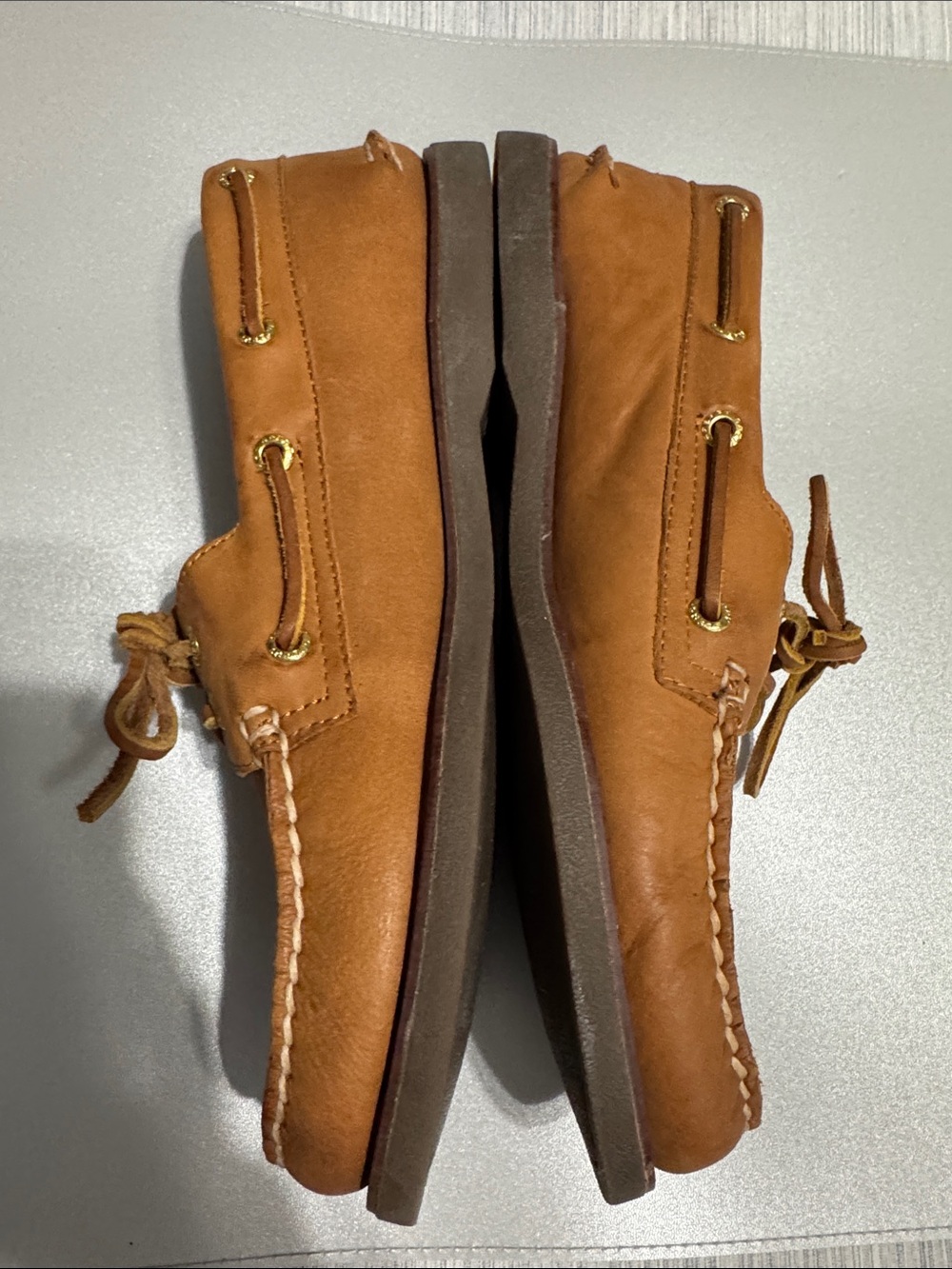 [WORN 1x] Sperry Gold Cup Original Boat Shoes Tan Leather Men’s Size 9.5 - Picture 4 of 8